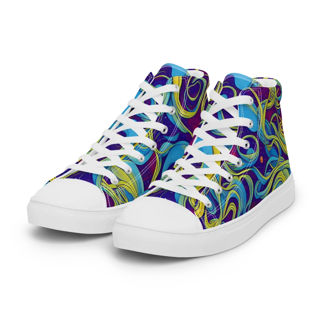 Stellar Swirls on Women's High Top Canvas Shoes — Left Front