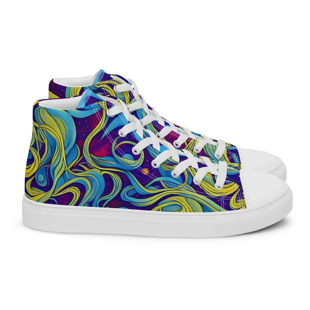Stellar Swirls on Women's High Top Canvas Shoes — Right