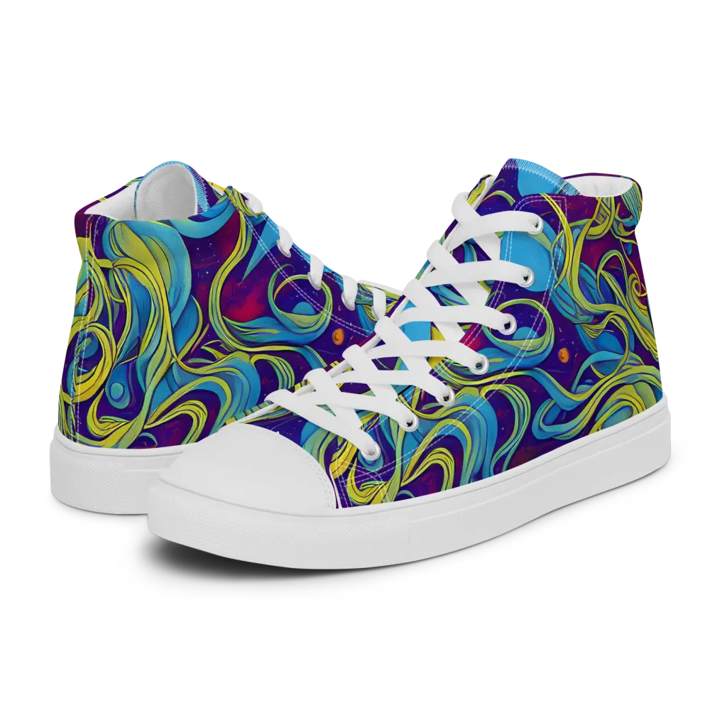 Stellar Swirls on Women's High Top Canvas Shoes — Left