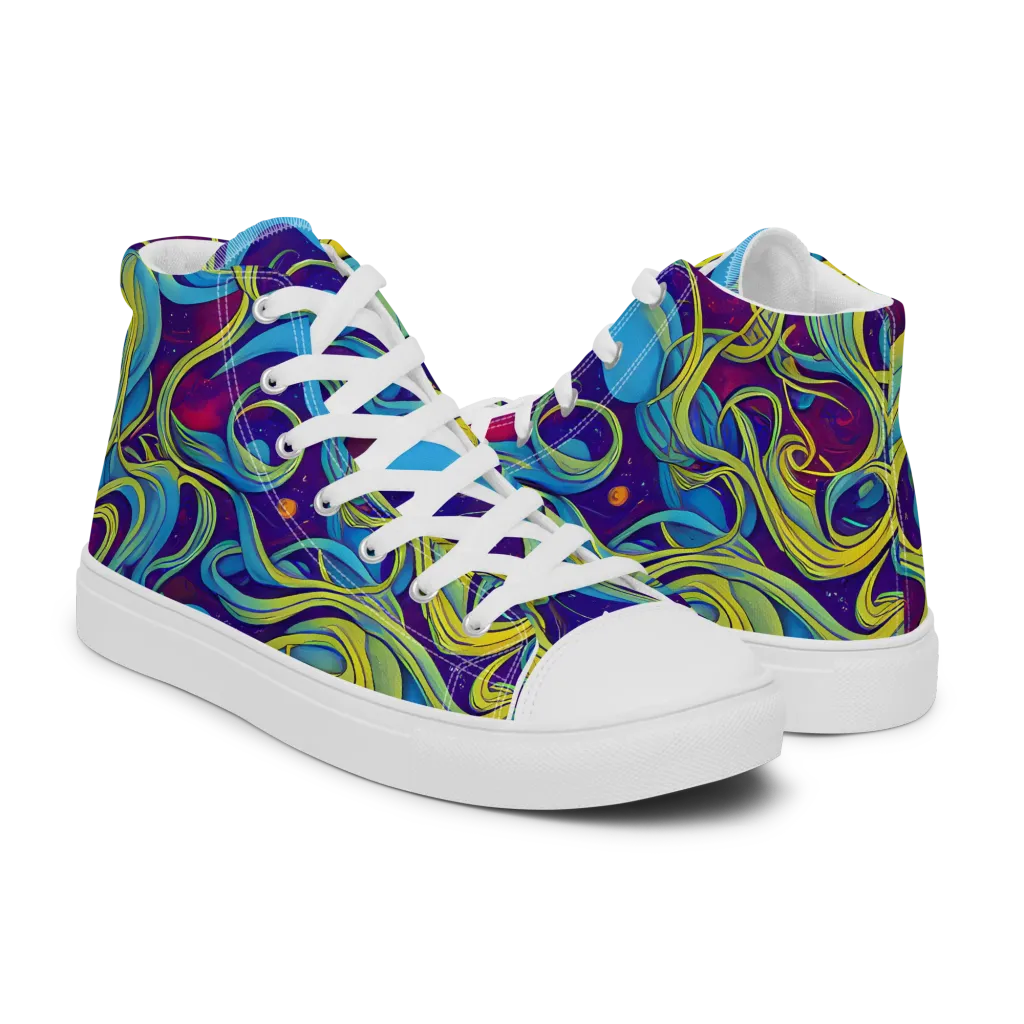 Stellar Swirls on Women's High Top Canvas Shoes — Right