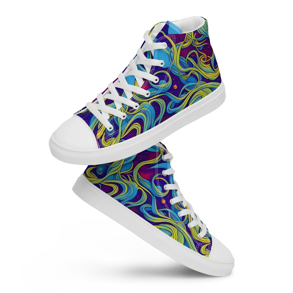Stellar Swirls on Women's High Top Canvas Shoes — Front