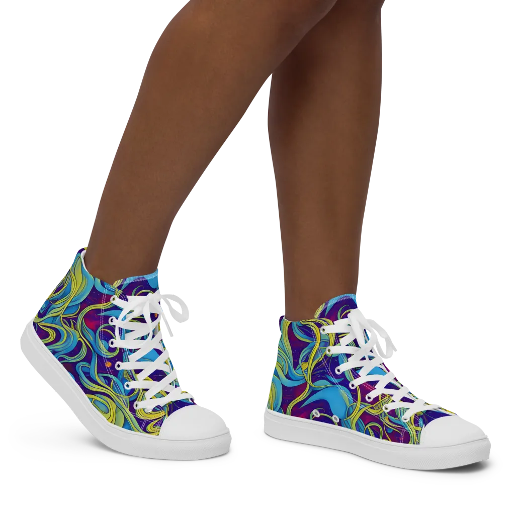 Stellar Swirls on Women's High Top Canvas Shoes — Right