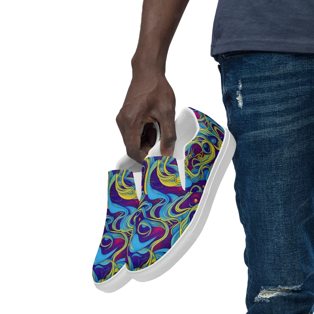 Stellar Swirls on Men's Slip-On Canvas Shoes — Left Front
