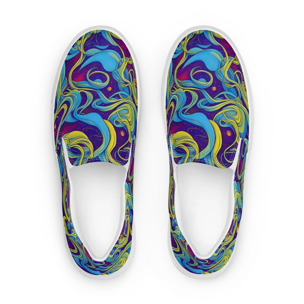 Stellar Swirls on Women's Slip-On Canvas Shoes — Front