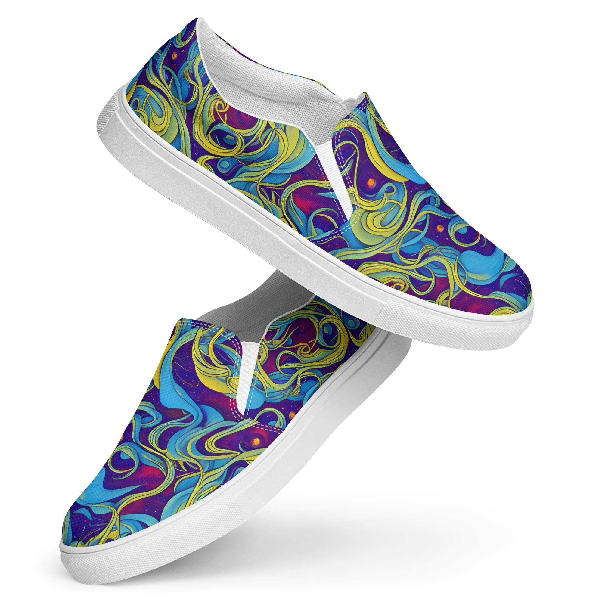 Stellar Swirls on Women's Slip-On Canvas Shoes — Front