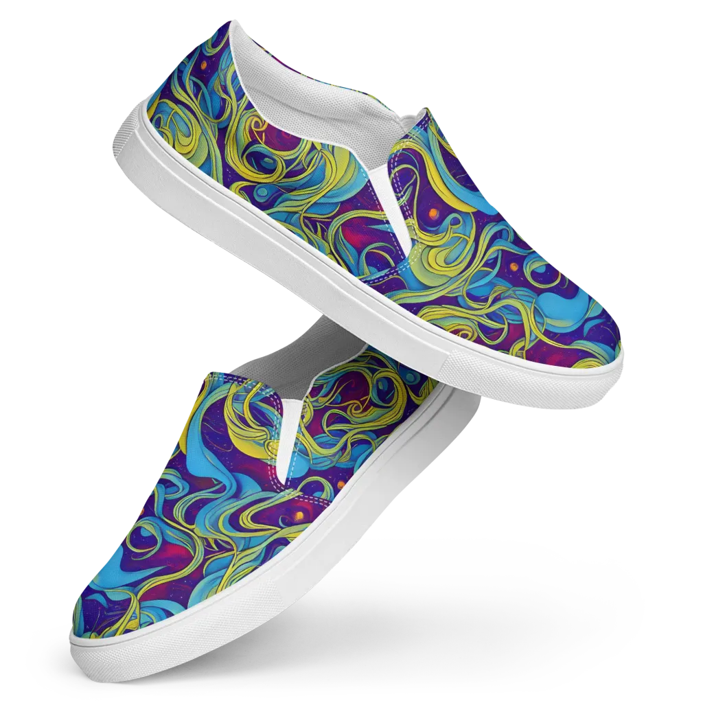 Stellar Swirls on Women's Slip-On Canvas Shoes — Front