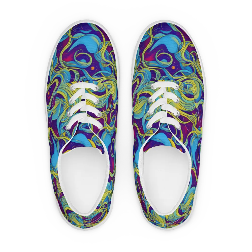 Stellar Swirls on Men's Lace-Up Canvas Shoes — Front