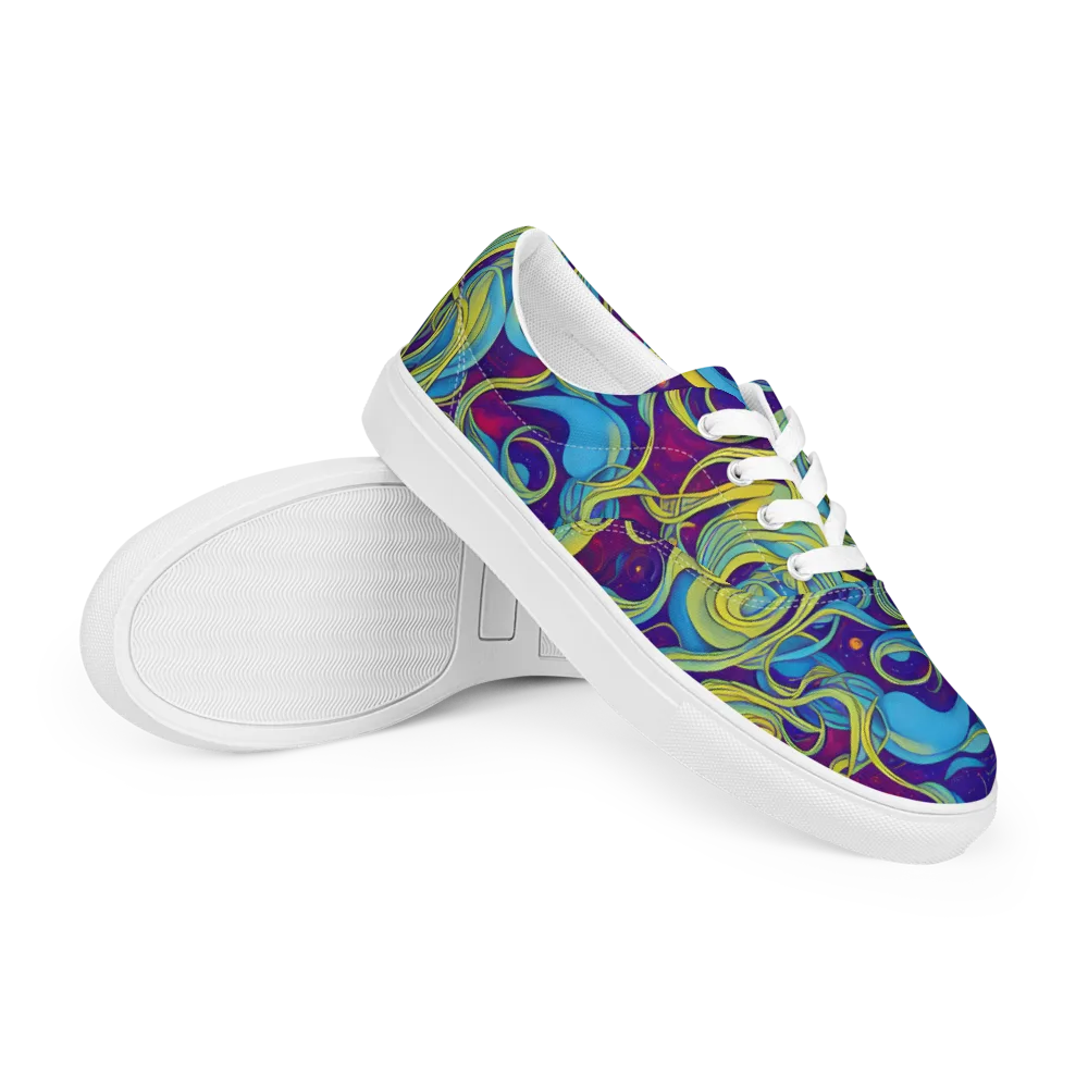 Stellar Swirls on Men's Lace-Up Canvas Shoes — Right Front
