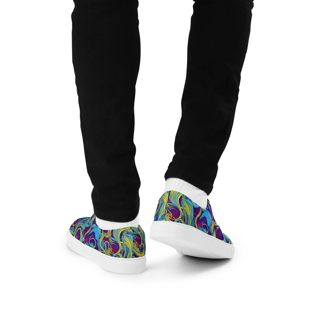 Stellar Swirls on Men's Lace-Up Canvas Shoes — Back