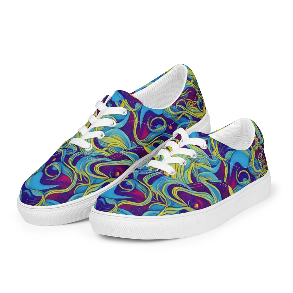 Stellar Swirls on Men's Lace-Up Canvas Shoes — Left Front