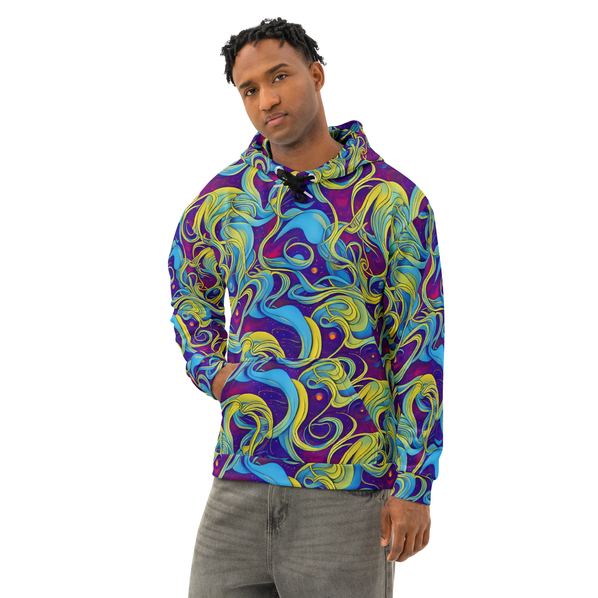 Stellar Swirls on Cotton Hoodie — Left Front