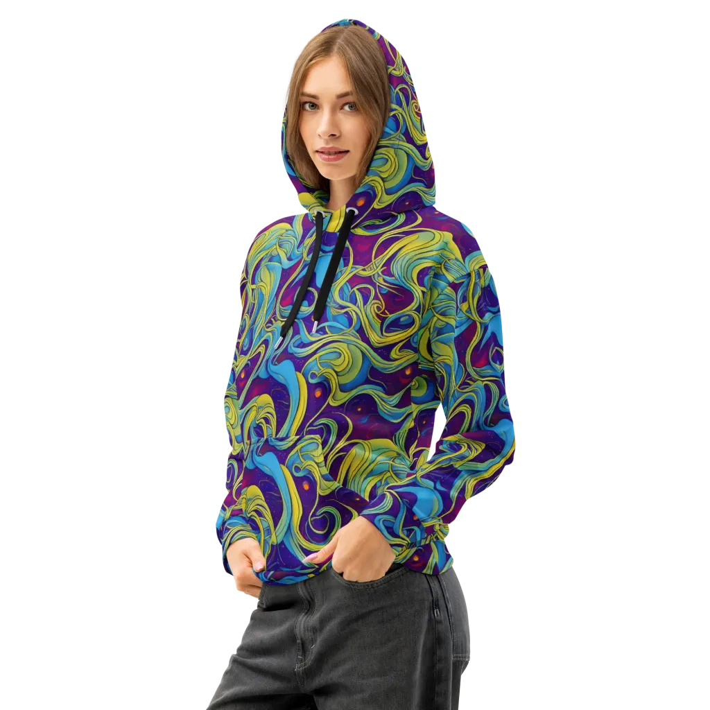 Stellar Swirls on Cotton Hoodie — Left Front