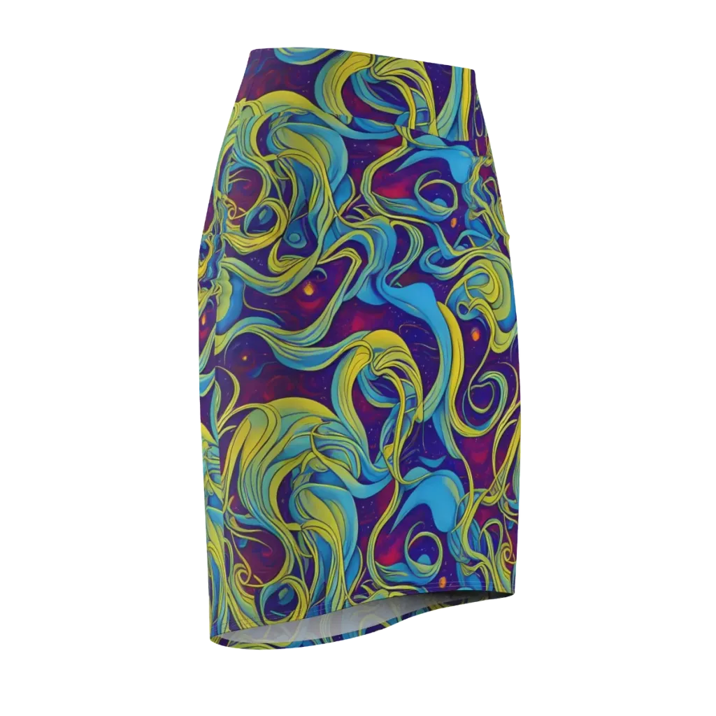 Stellar Swirls on Pencil Skirt — Front Side