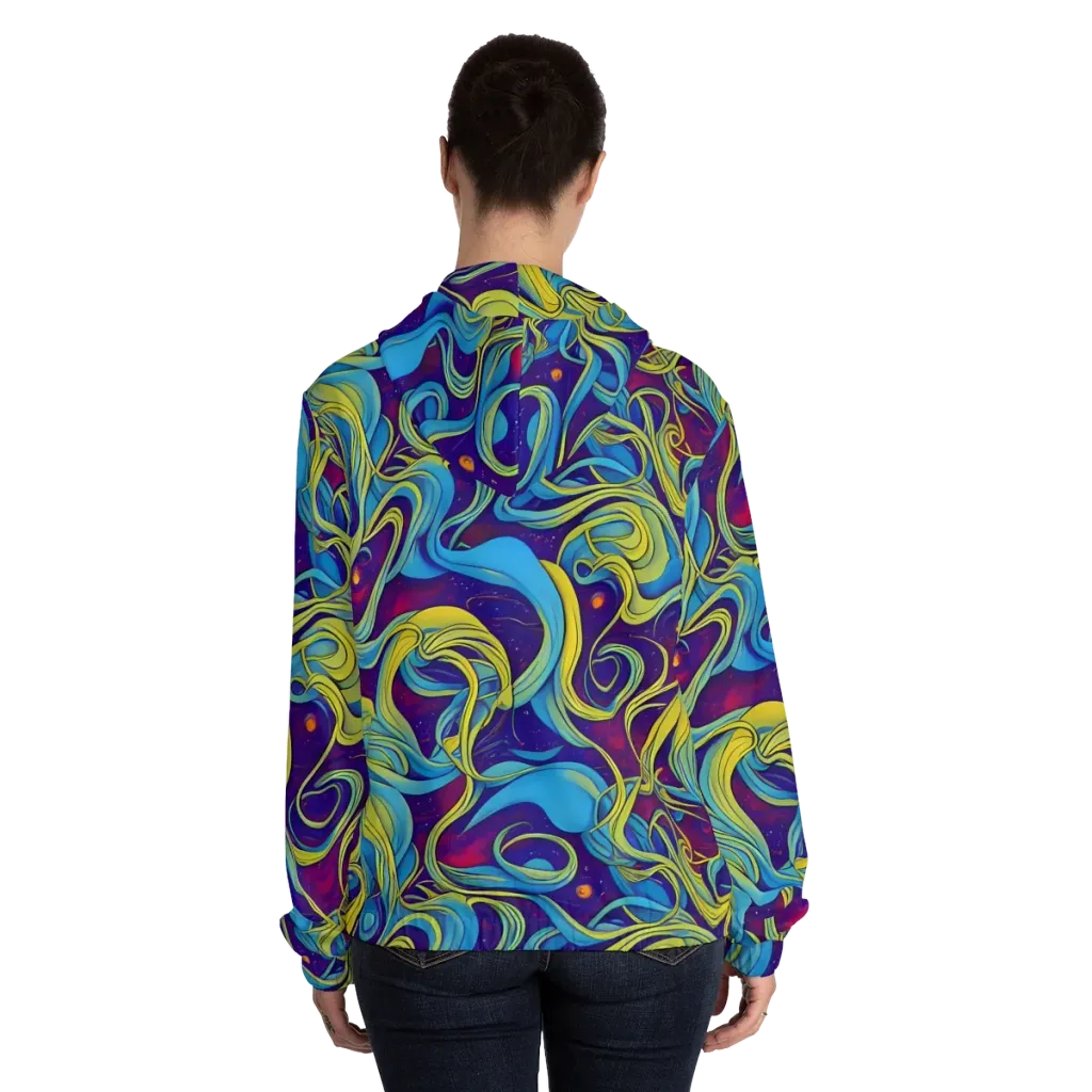 Stellar Swirls on Women's Full-Zip Hoodie — Back On Person
