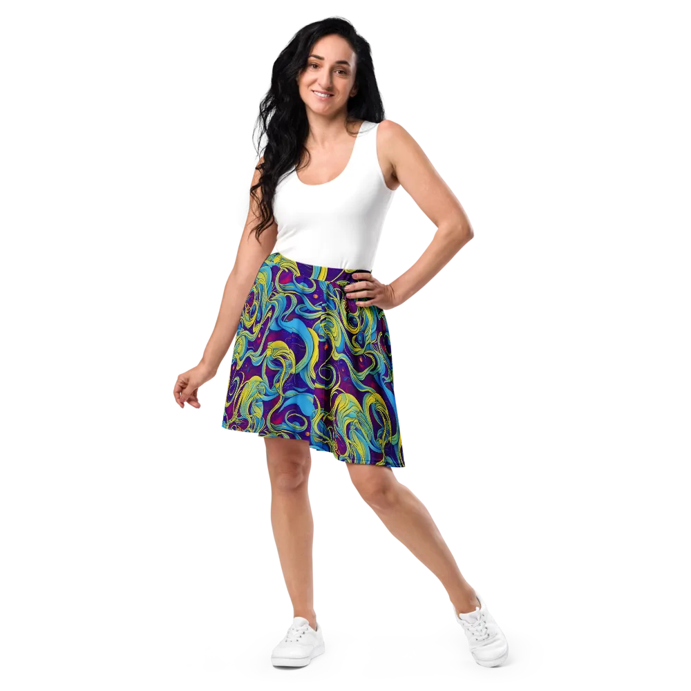Stellar Swirls on Skater Skirt — Front