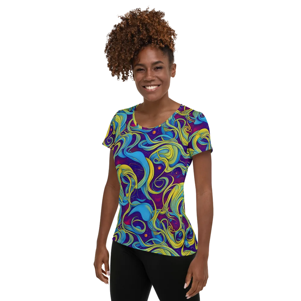 Stellar Swirls on Women's Athletic T-Shirt — Left