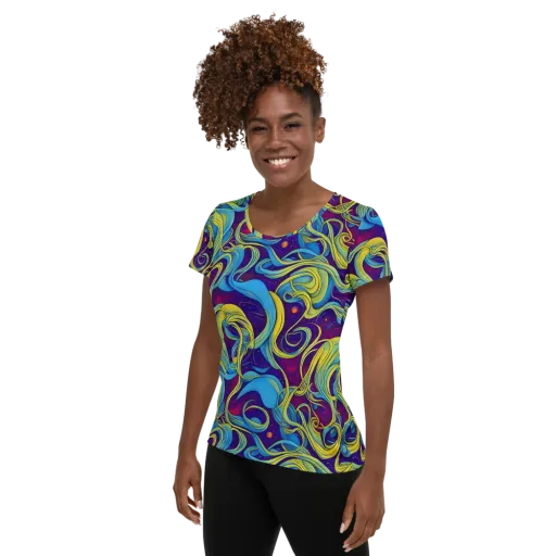 Stellar Swirls on a Women's Athletic T-Shirt