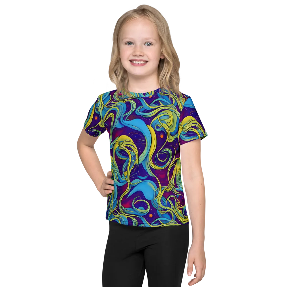 Stellar Swirls on Kids Crew Neck T-Shirt — Front