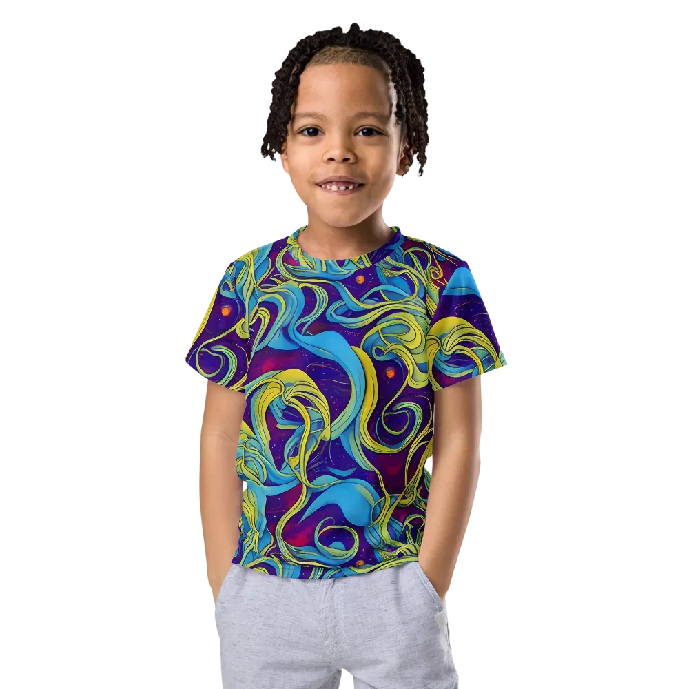 Stellar Swirls on Kids Crew Neck T-Shirt — Front