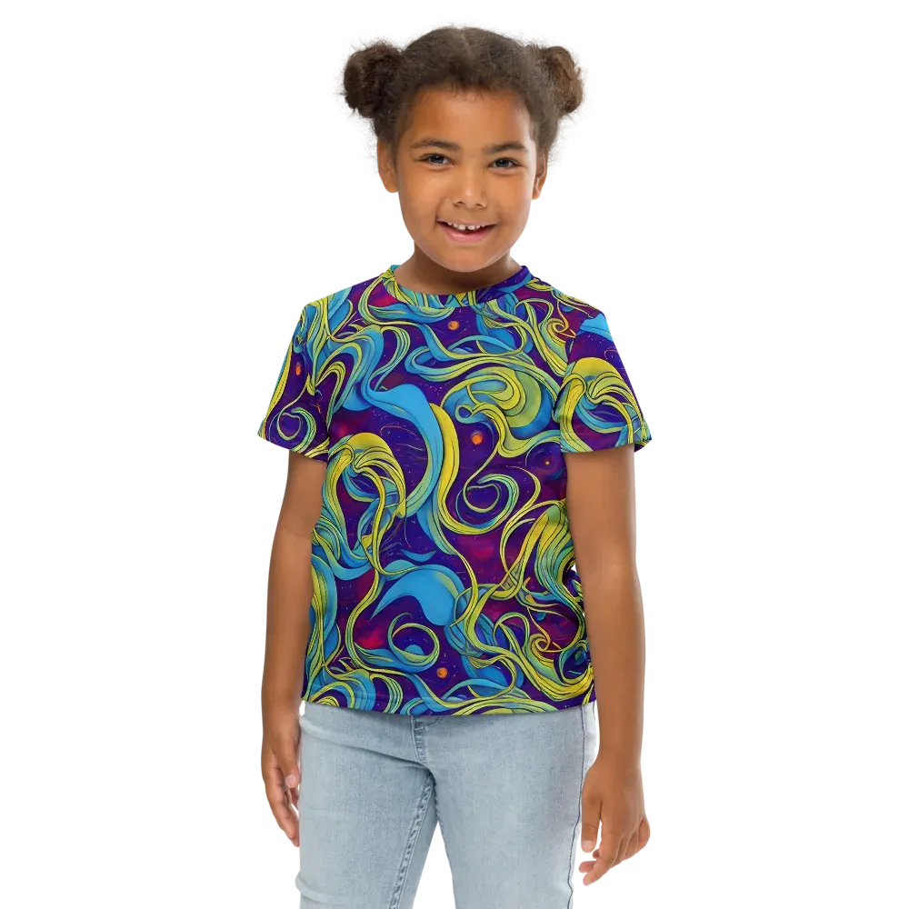 Stellar Swirls on Kids Crew Neck T-Shirt — Front