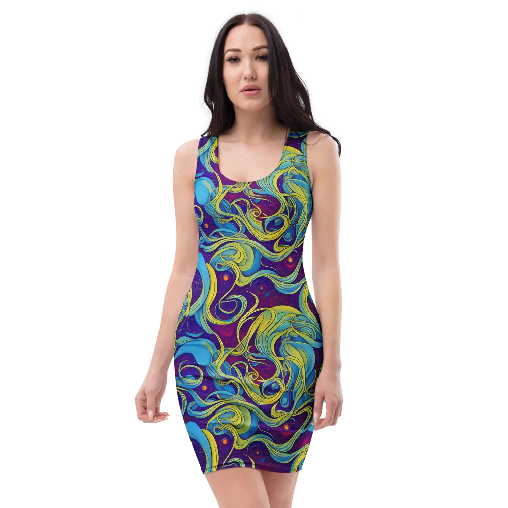 Stellar Swirls on Bodycon Dress — Front