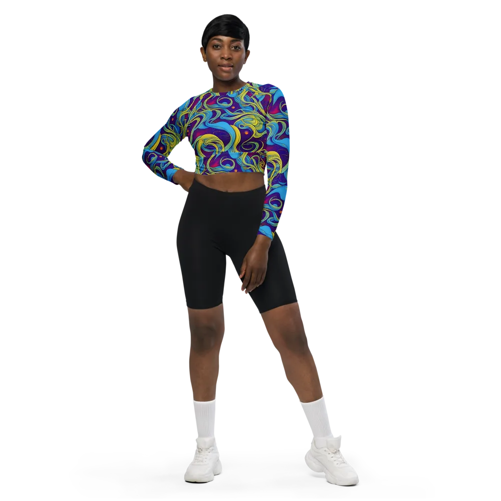 Stellar Swirls on Long Sleeve Crop Top — Front