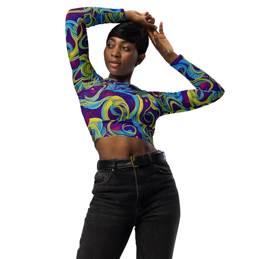 Stellar Swirls on Long Sleeve Crop Top — Front