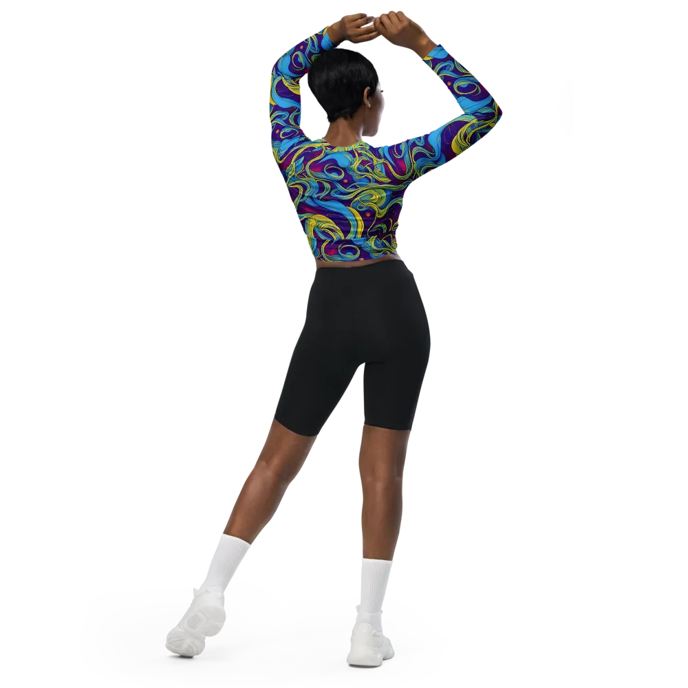 Stellar Swirls on Long Sleeve Crop Top — Back