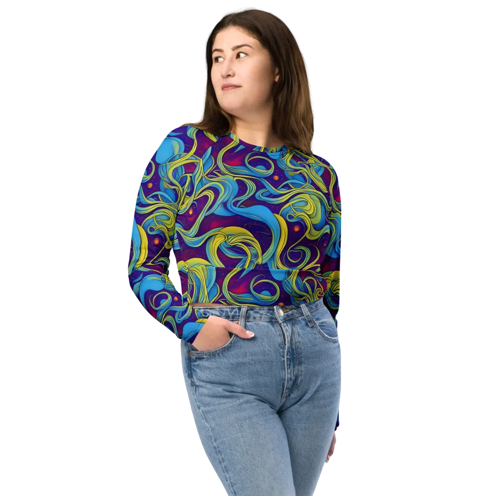 Stellar Swirls on Long Sleeve Crop Top — Front