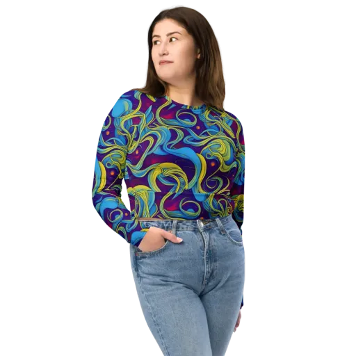Stellar Swirls on a Long Sleeve Crop Top