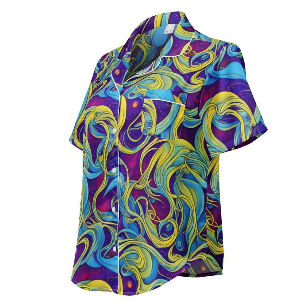 Stellar Swirls on Women's Short Sleeve Pajama Top — Left Front