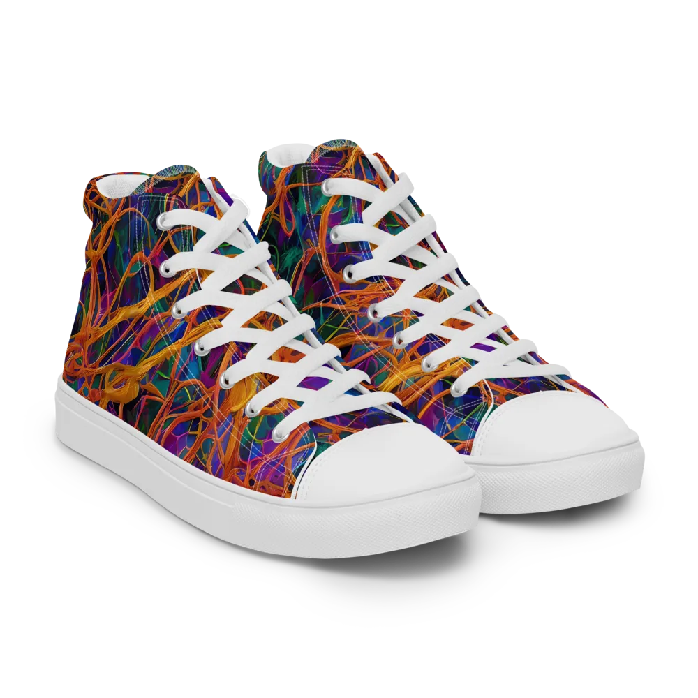 Spectral Weave on Men's High Top Canvas Shoes — Right Front