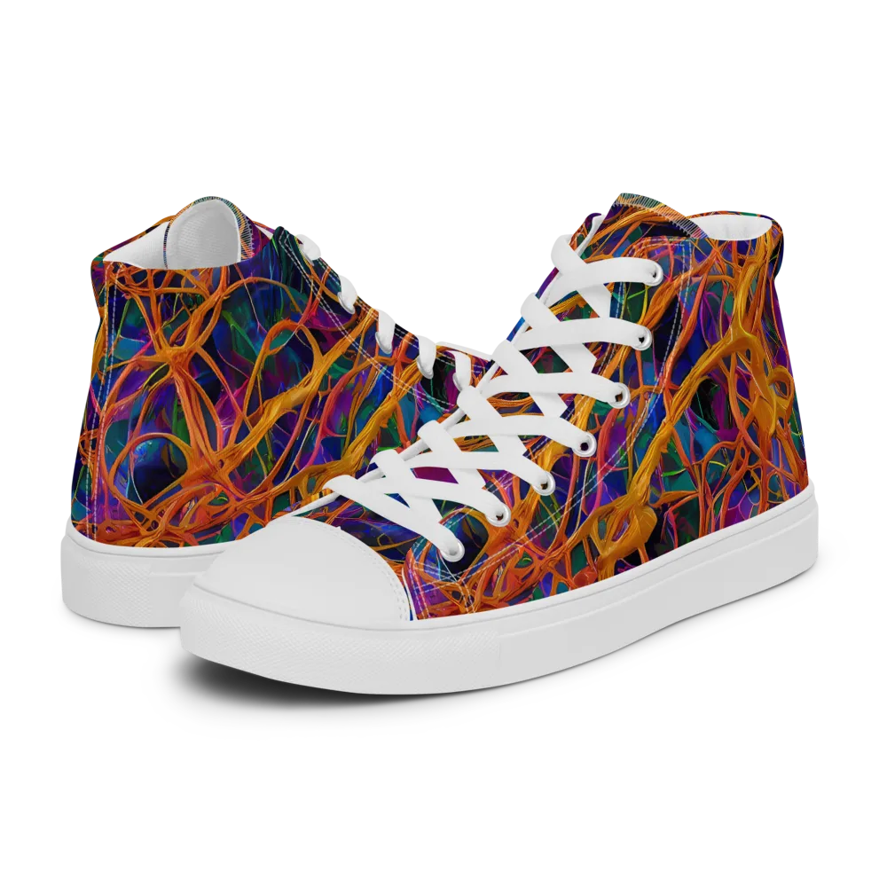 Spectral Weave on Men's High Top Canvas Shoes — Left
