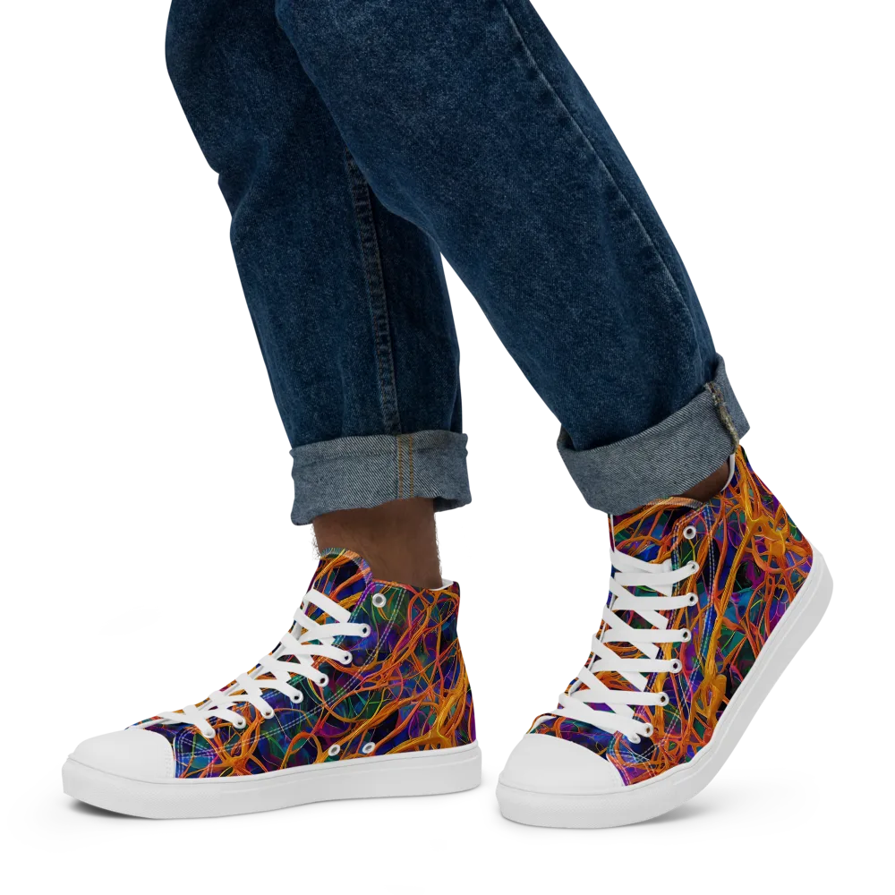 Spectral Weave on Men's High Top Canvas Shoes — Left