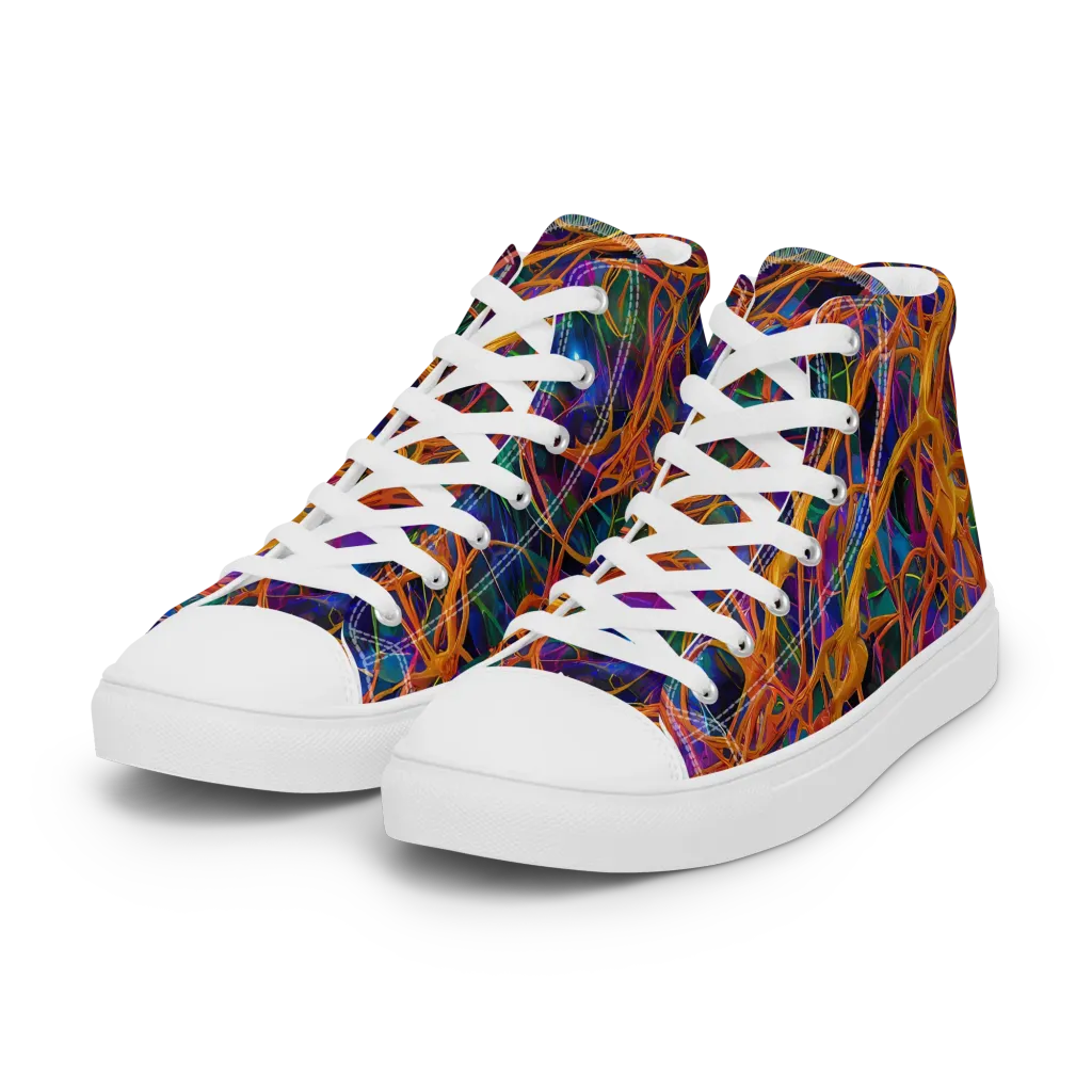 Spectral Weave on Women's High Top Canvas Shoes — Left Front