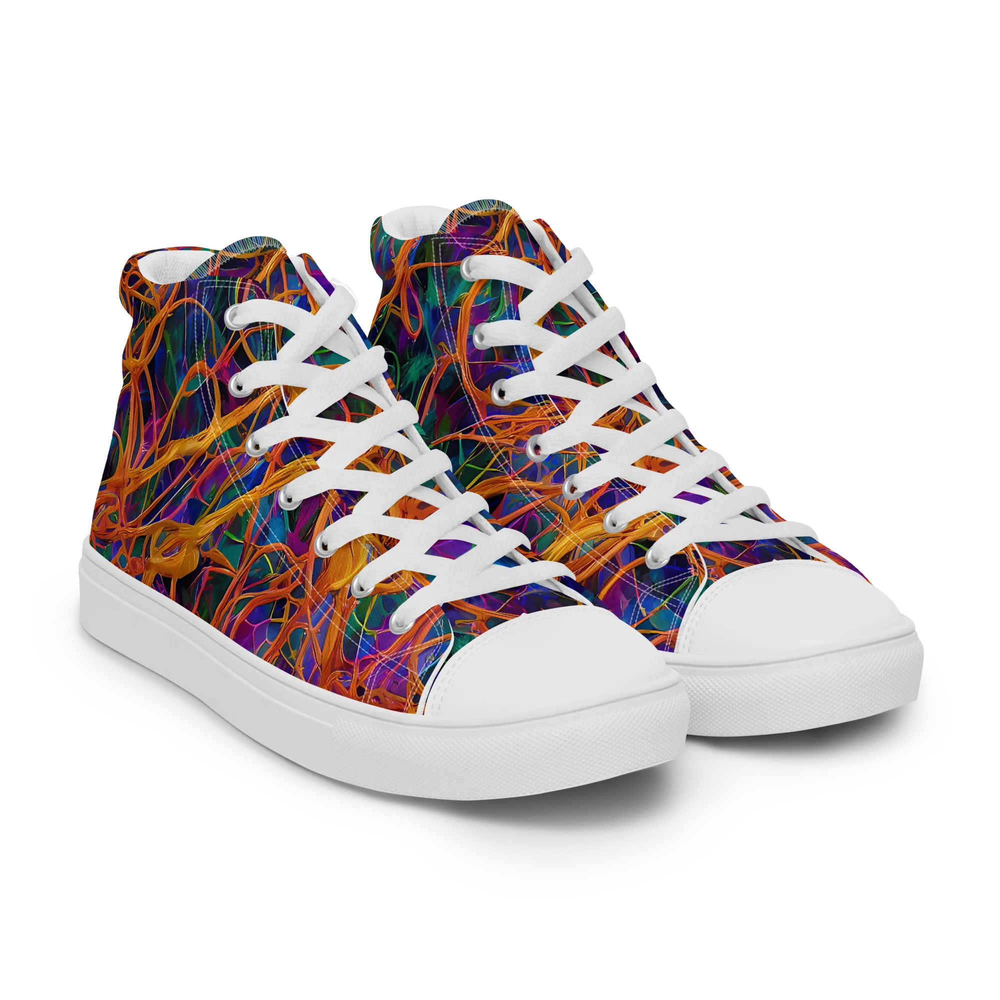 Spectral Weave on Women's High Top Canvas Shoes — Right Front