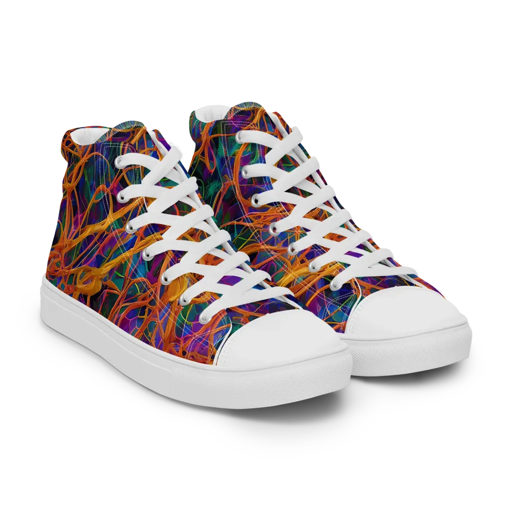 Spectral Weave on Women's High Top Canvas Shoes — Right Front