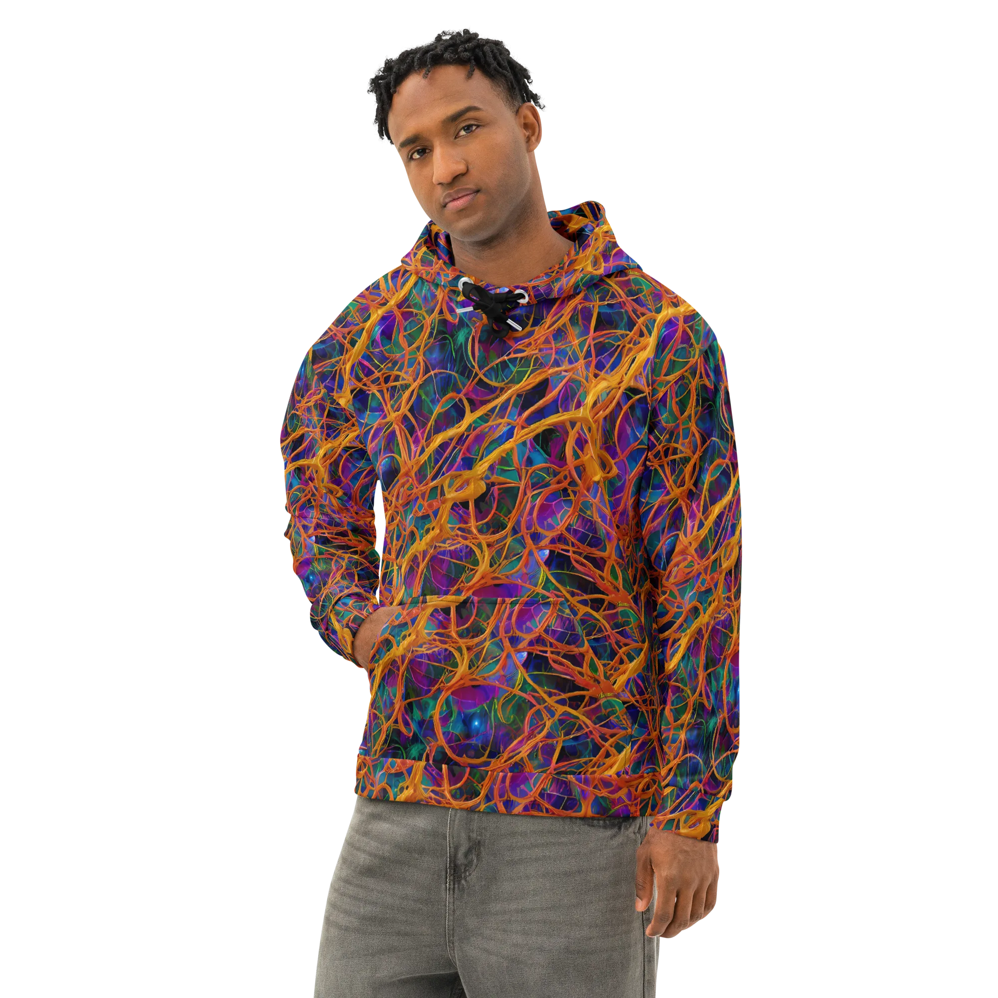 Spectral Weave on Cotton Hoodie — Left Front