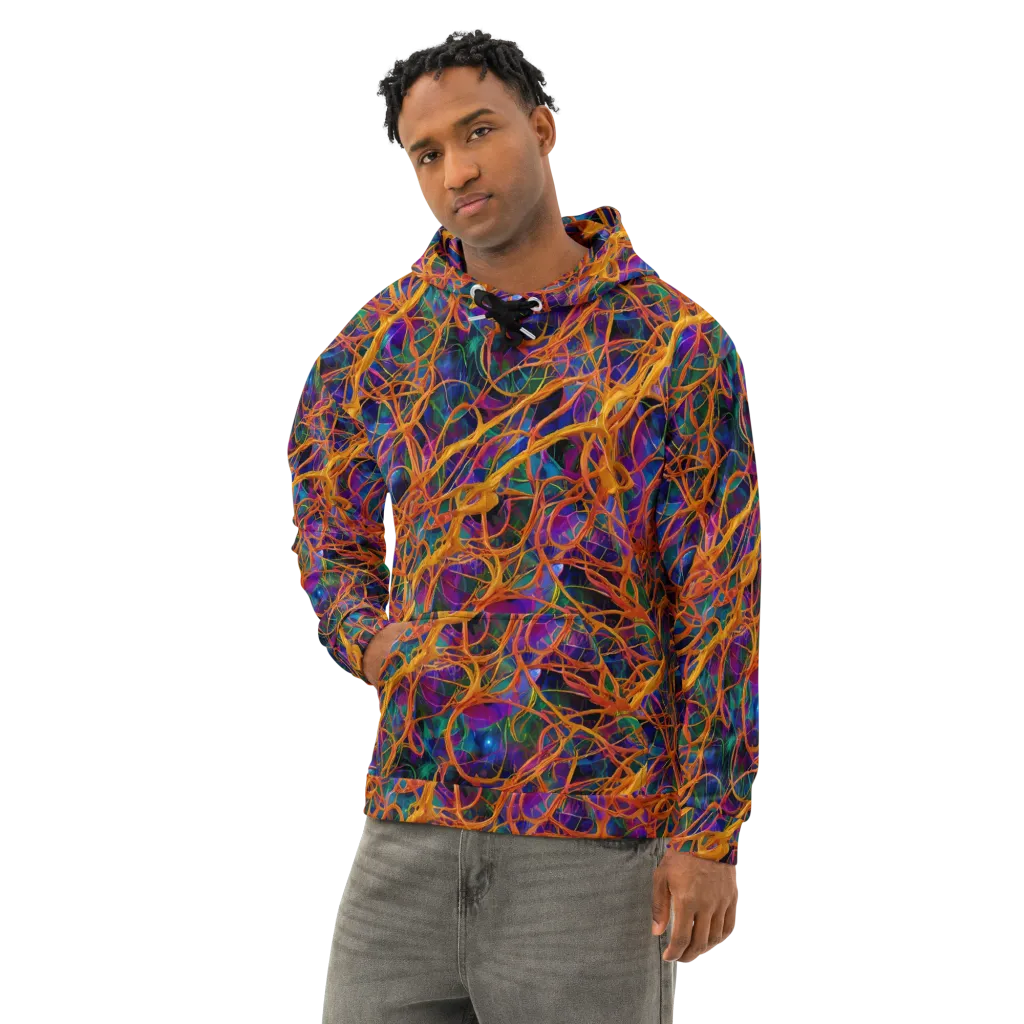 Spectral Weave on Cotton Hoodie — Left Front
