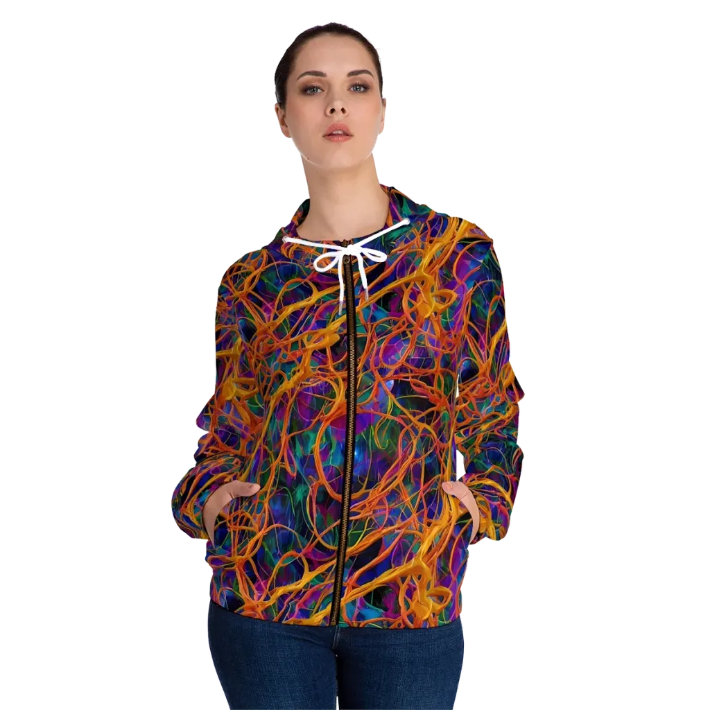 Spectral Weave on Women's Full-Zip Hoodie — Front On Person