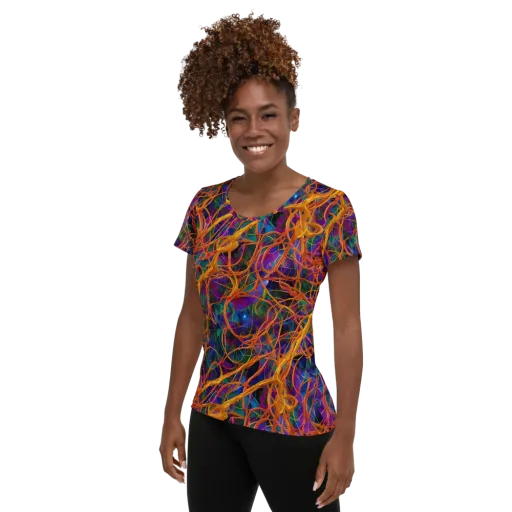 Spectral Weave on a Women's Athletic T-Shirt