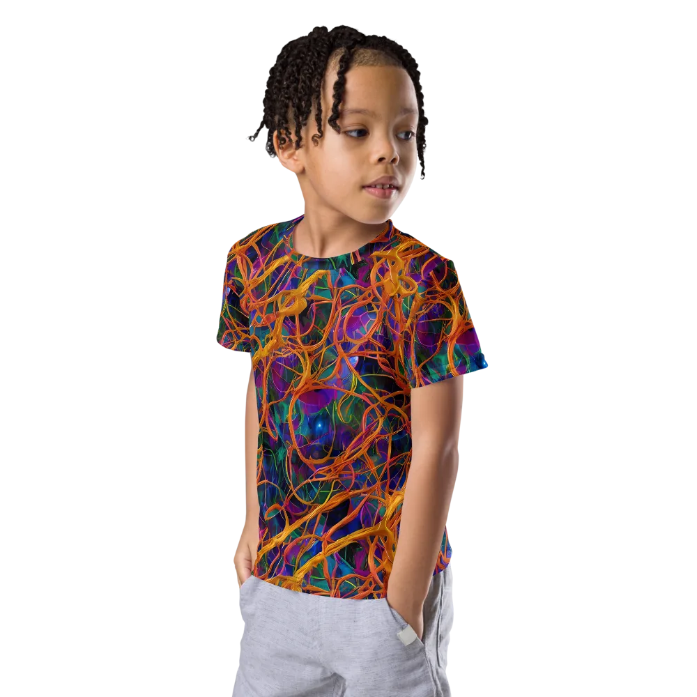 Spectral Weave on Kids Crew Neck T-Shirt — Left Front