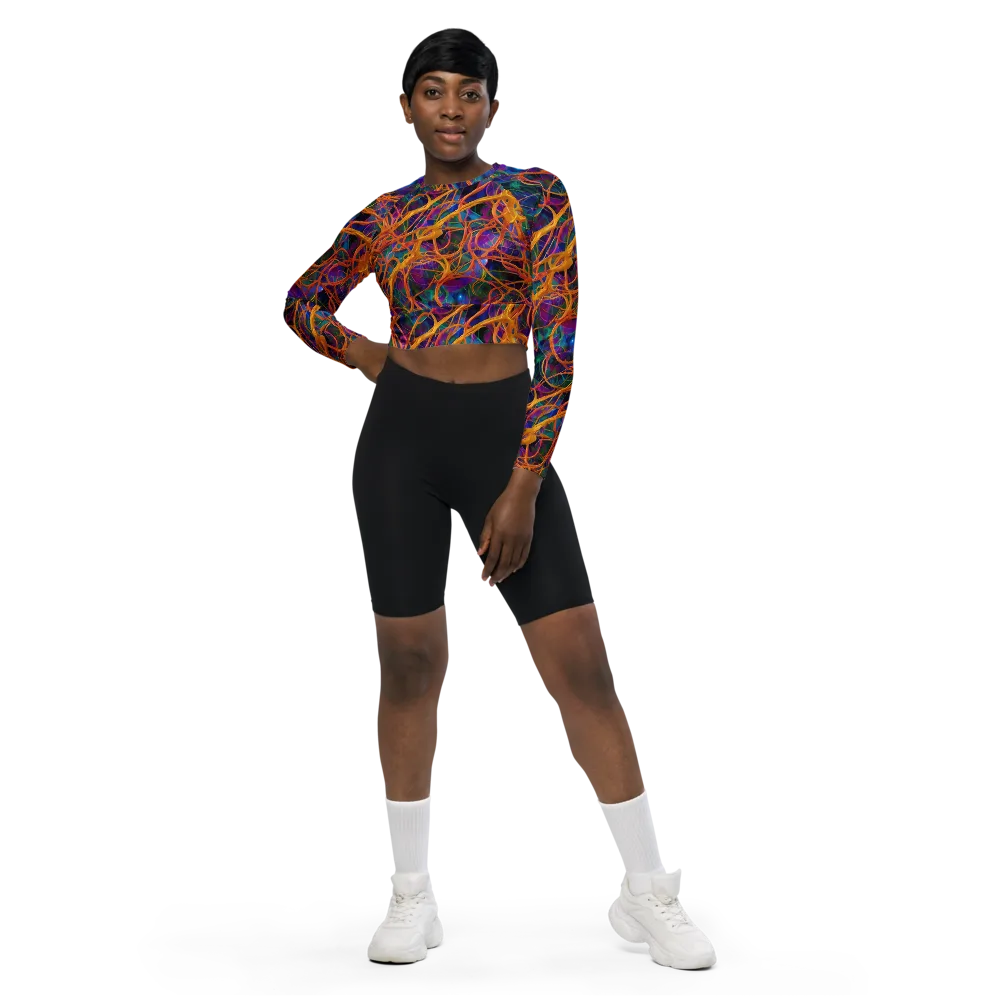 Spectral Weave on Long Sleeve Crop Top — Front