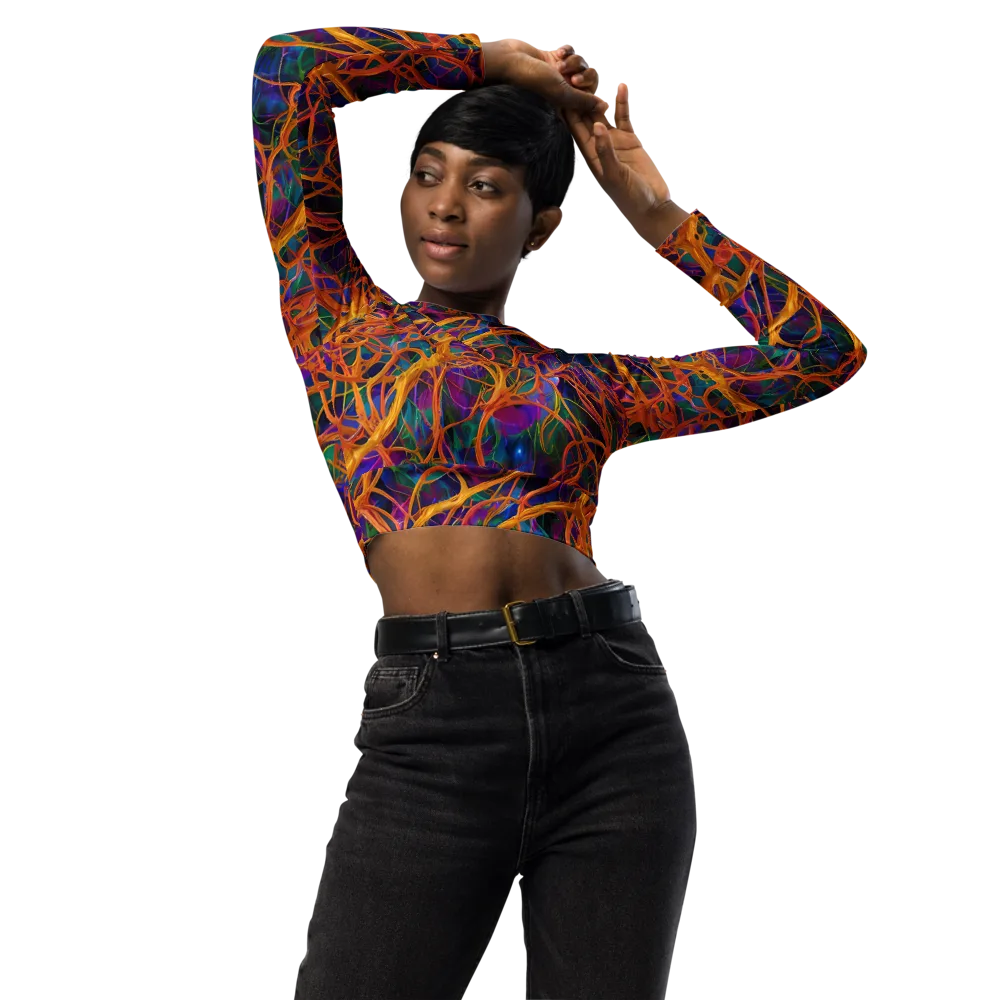 Spectral Weave on Long Sleeve Crop Top — Front