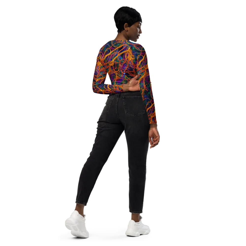 Spectral Weave on Long Sleeve Crop Top — Right Back