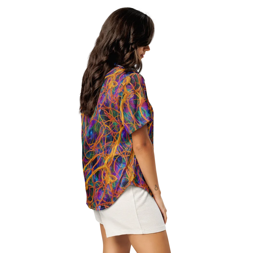 Spectral Weave on Women's Short Sleeve Pajama Top — Right Back
