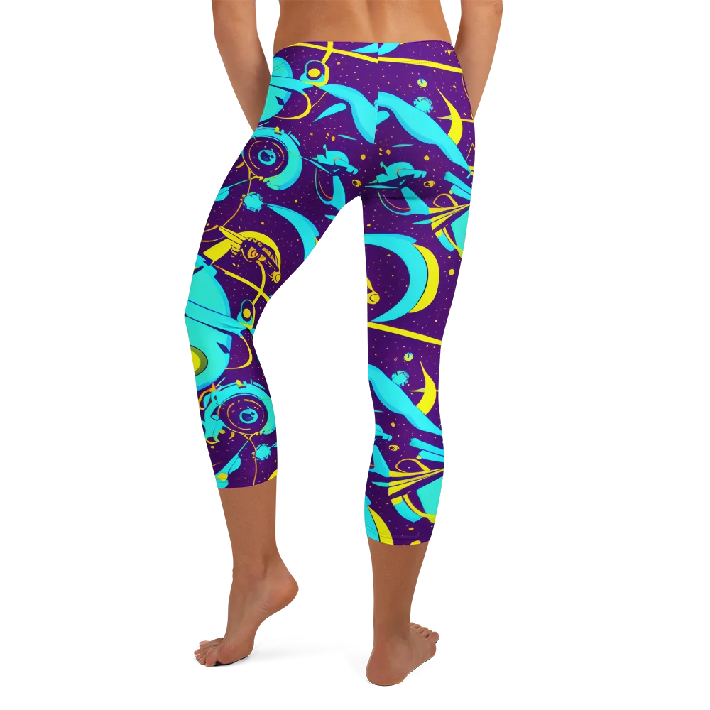 Azure Odyssey on Capri Leggings — Back