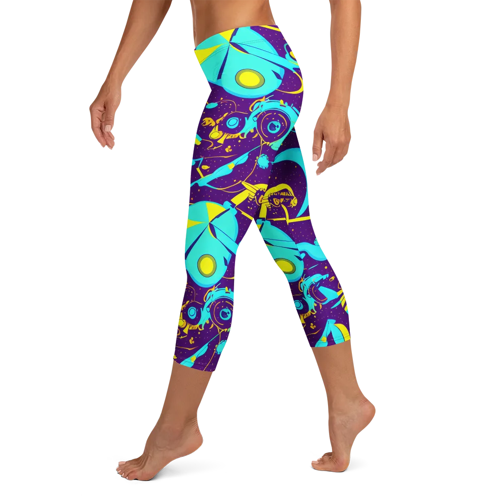 Azure Odyssey on Capri Leggings — Left