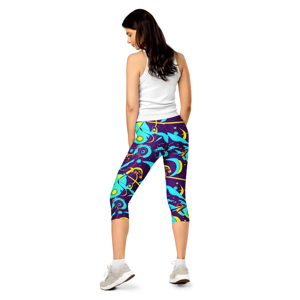 Azure Odyssey on Capri Leggings — Back
