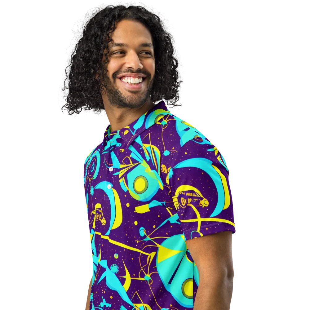 Azure Odyssey on Men's Slim Fit Polo Shirt — Left Front